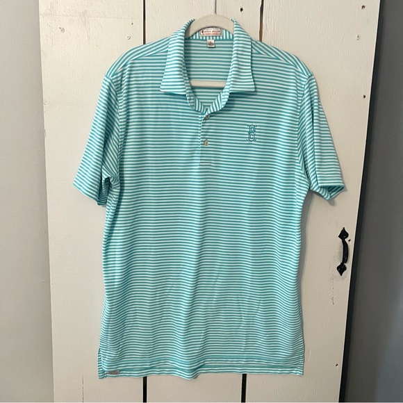 Peter Millar Other - Peter Millar Light Blue Striped Polo Shirt